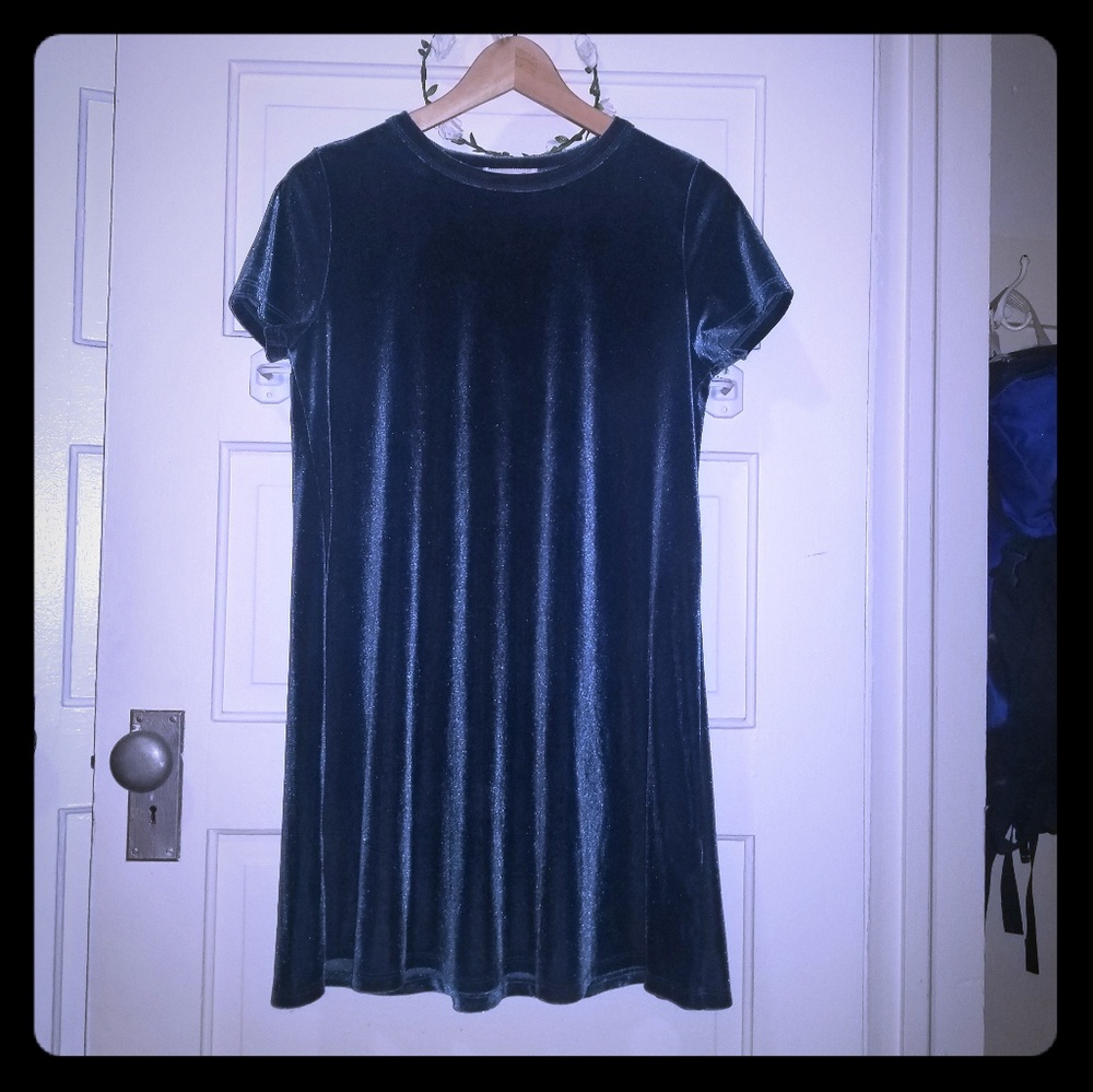 Blue Velvet Shift Dress